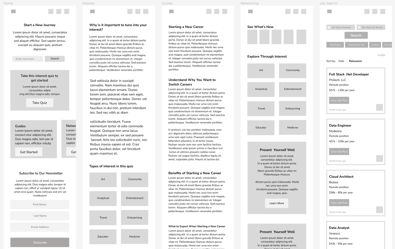 lo-fi mockups